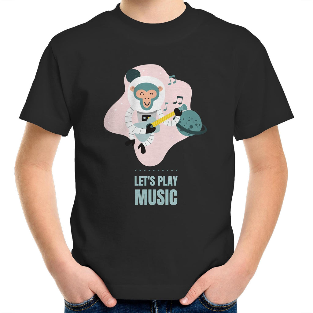 Monkey Music - Kids Youth T-Shirt Black Kids Youth T-shirt animal Music Printed In Australia