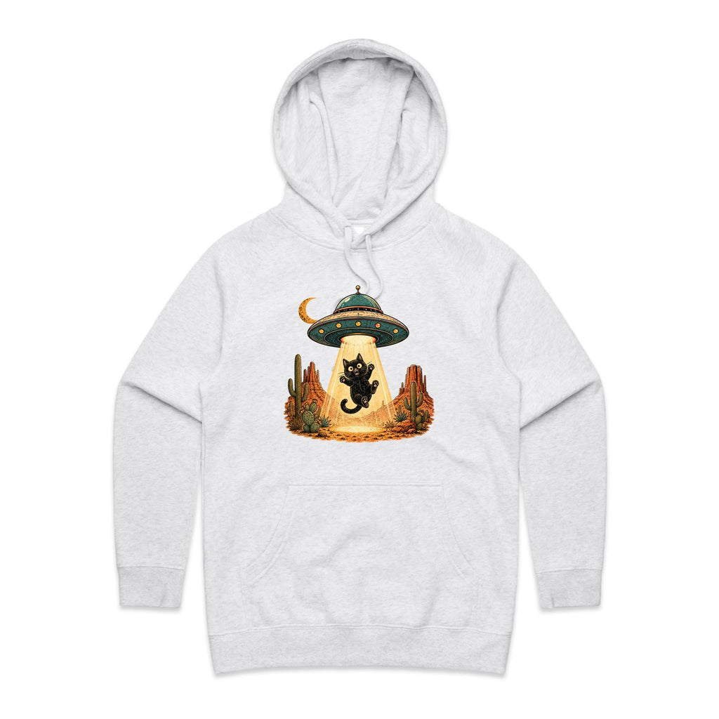 Black Cat Alien UFO Abduction Women's AS Colour Hoodie