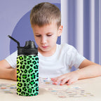 Rainbow Leopard Print - Kids Water Bottle with Chug Lid (12 oz)