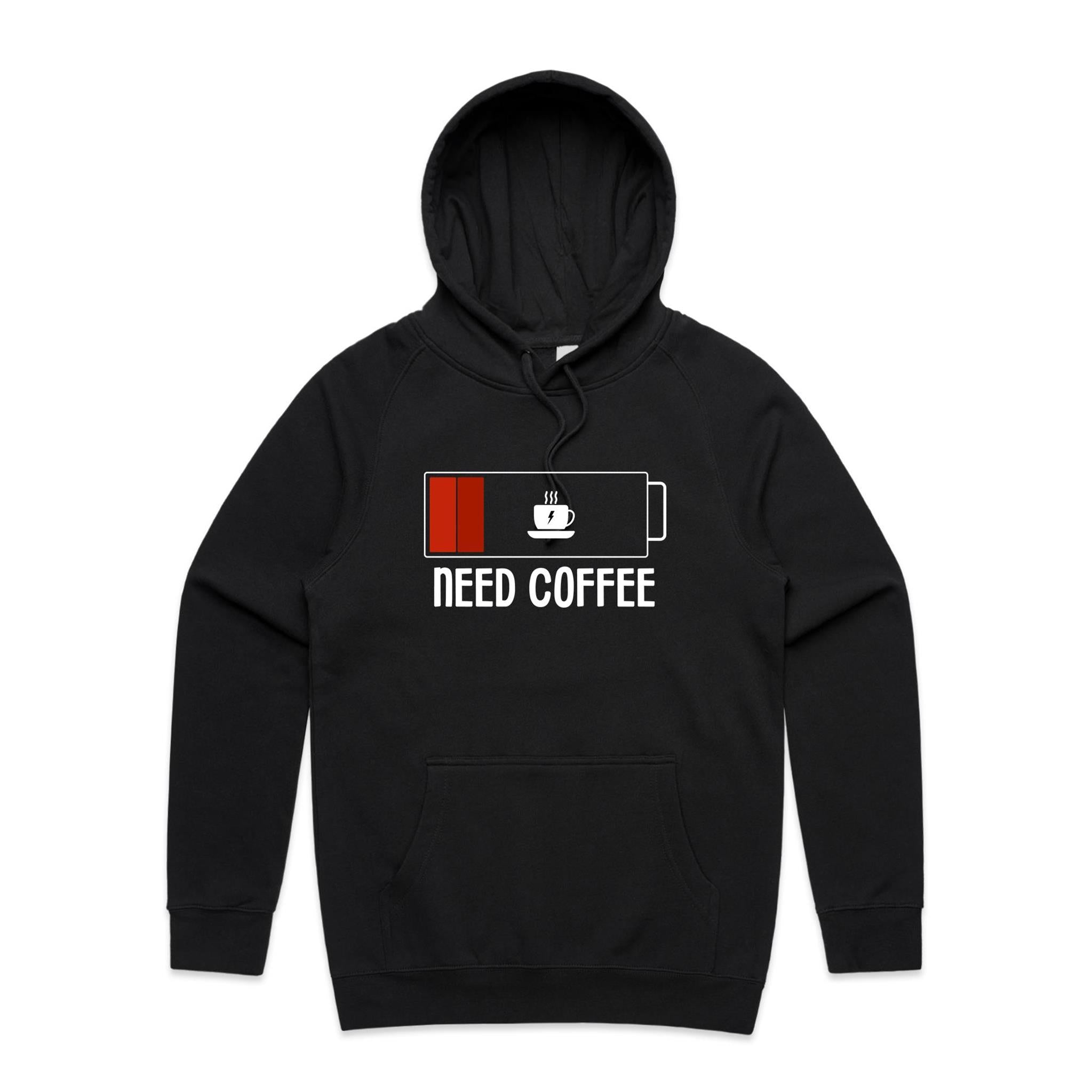 Need Coffee - Mens Hoodie Black Mens Hoodie Coffee Printed In Australia