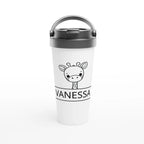 Personalise - Giraffe Name - White 15oz Stainless Steel Travel Mug Default Title Personalised Travel Mug animal customise Globally Fulfilled Name personalise
