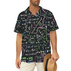 Equations In Green And Pink Men's Short Sleeve Hawaiian Shirt Men's Hawaiian Shirt (New) Maths Printed Offshore Science