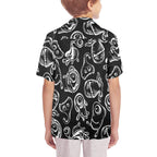 Monsters In Black And White Senior Kids Hawaiian Shirt Senior Kids Hawaiian Shirt 8-15 Printed Offshore Sci Fi