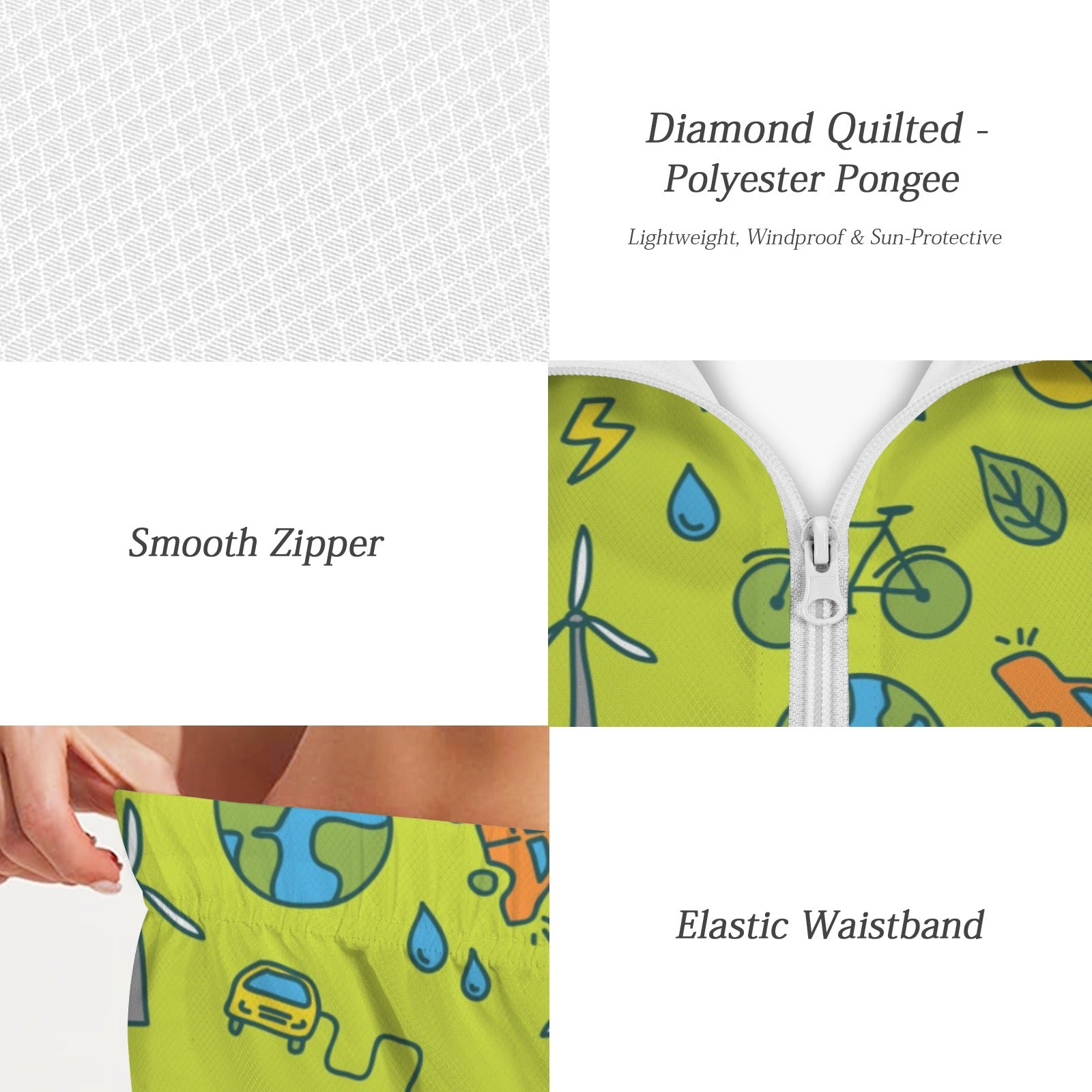 Go Green Women's Windbreaker Short Set Women's Windbreaker Short Set Environment Printed Offshore