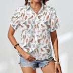 Birds Of A Feather Women's Collared Pocketless Short Sleeve Shirt
