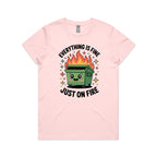 Skip Bin, Dumpster Fire Women's AS Colour T-shirt Pink Womens T-shirt Printed In Australia