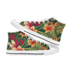 Vintage Hawaiian Floral Men's High Top Canvas Shoes Men's Classic High Top Canvas Shoes Plants Printed Offshore
