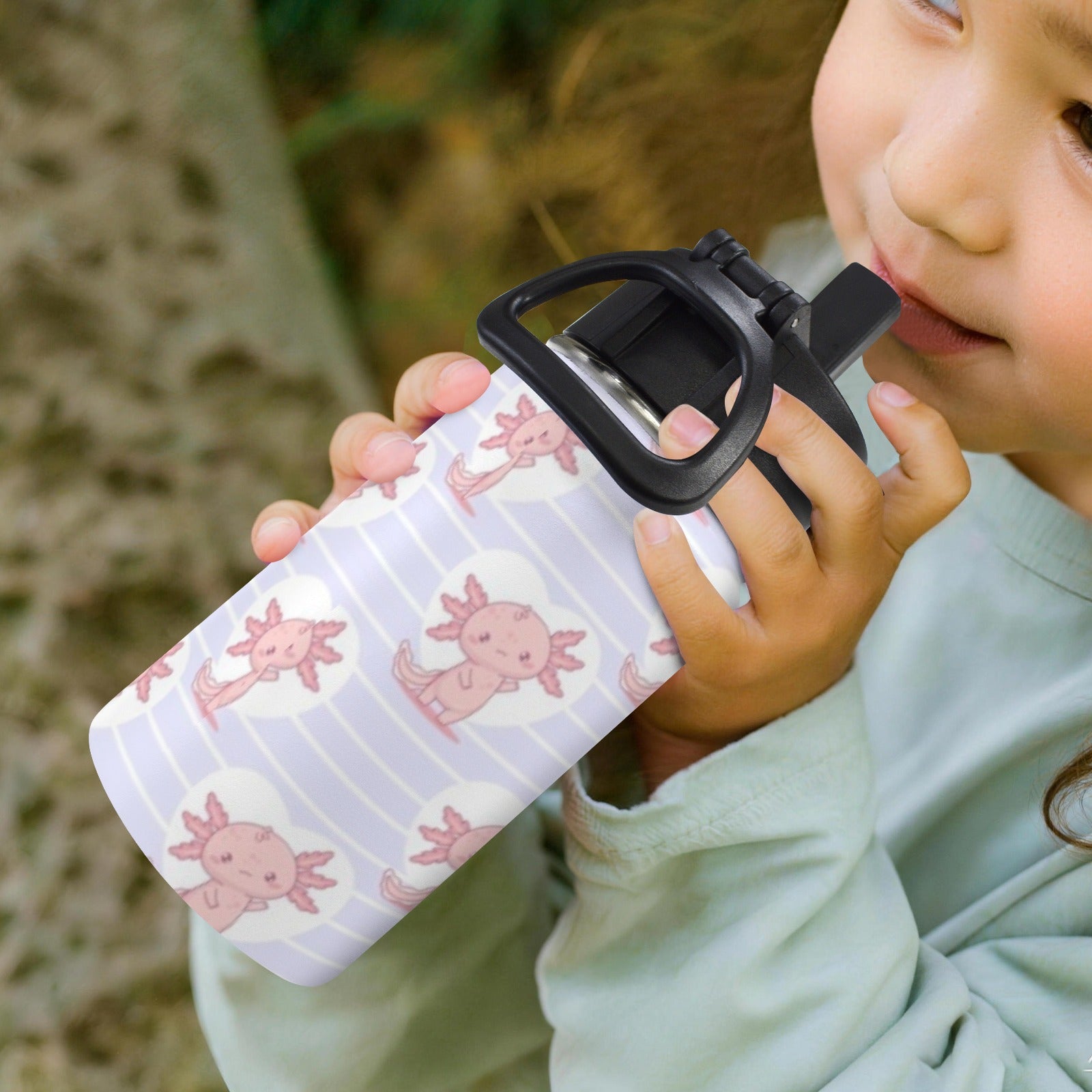Axolotl Love 12oz Kids Water Bottle with Straw Lid