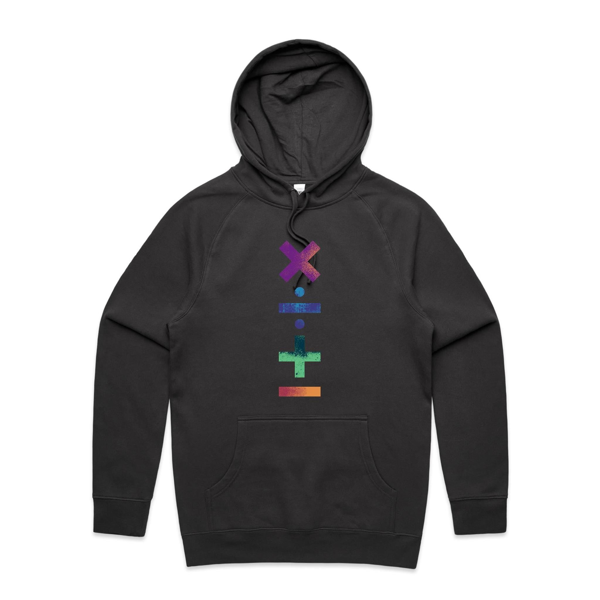Math Symbols - Mens Hoodie Coal Mens Hoodie Maths Printed In Australia