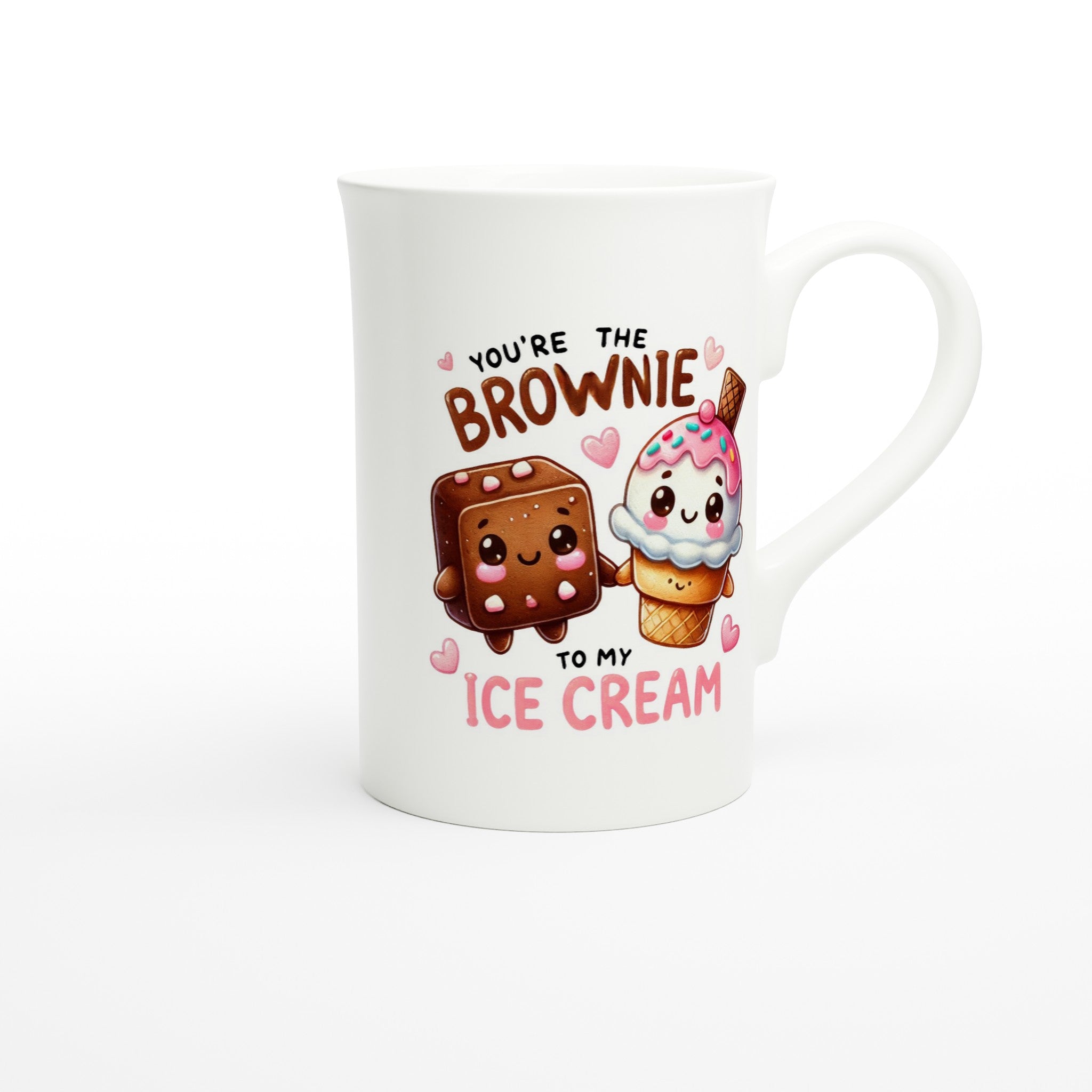 You're The Brownie To My Ice Cream, Valentine - White 10oz Porcelain Slim Mug Porcelain Mug Food Globally Fulfilled Love