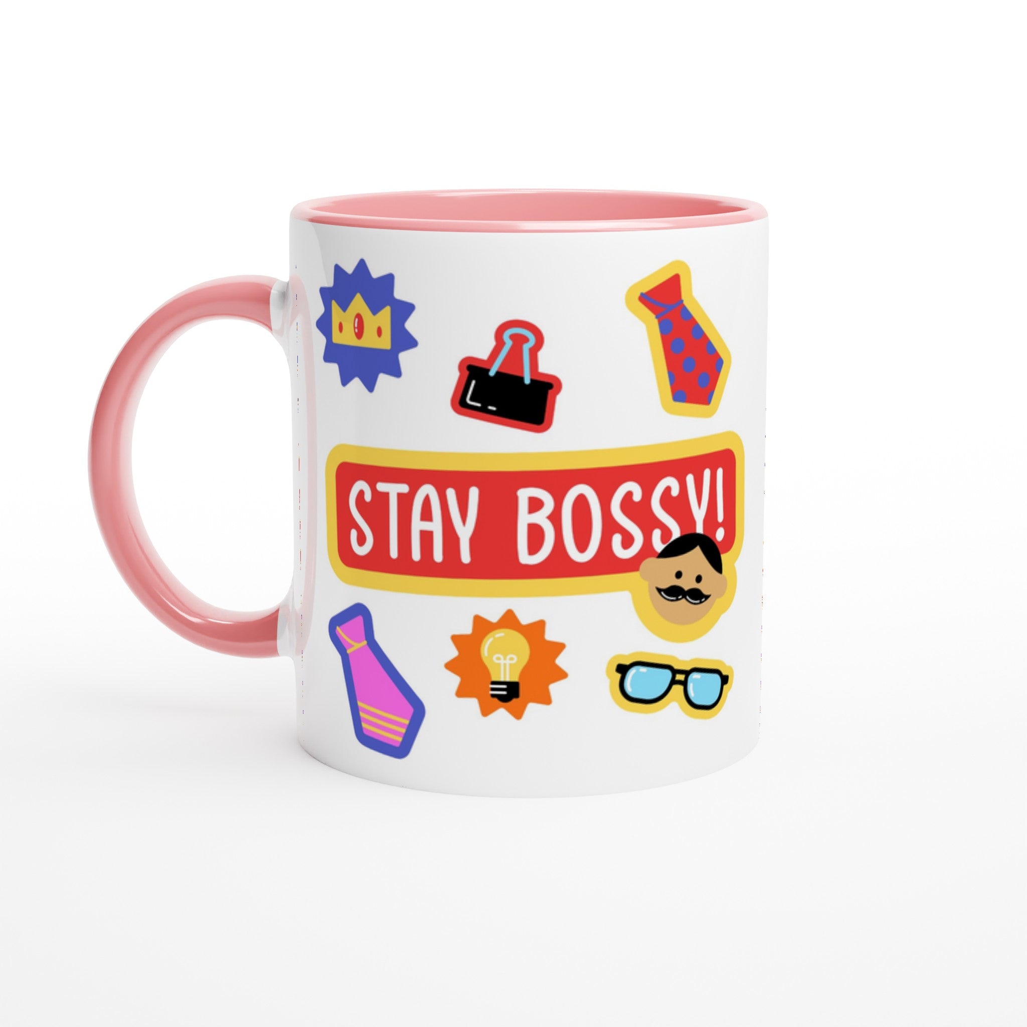 Stay Bossy, Boss Mug - White 11oz Ceramic Mug with Colour Inside Colour 11oz Mug Funny