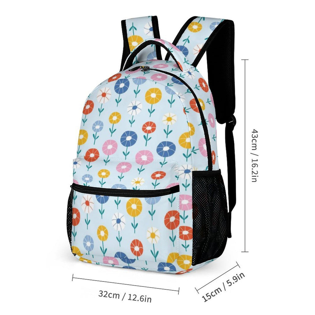 Abstract Cute Flowers Backpack, Lunch Bag & Pencil Case Set