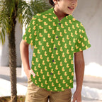 Rubber Ducks On Green Junior Kids Hawaiian Shirt