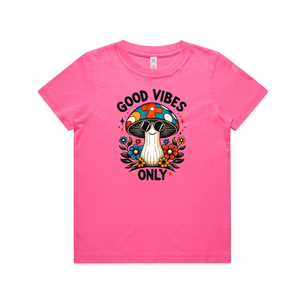 Good Vibes Only, Hippie Mushroom With Sunglasses - Kids T-shirt