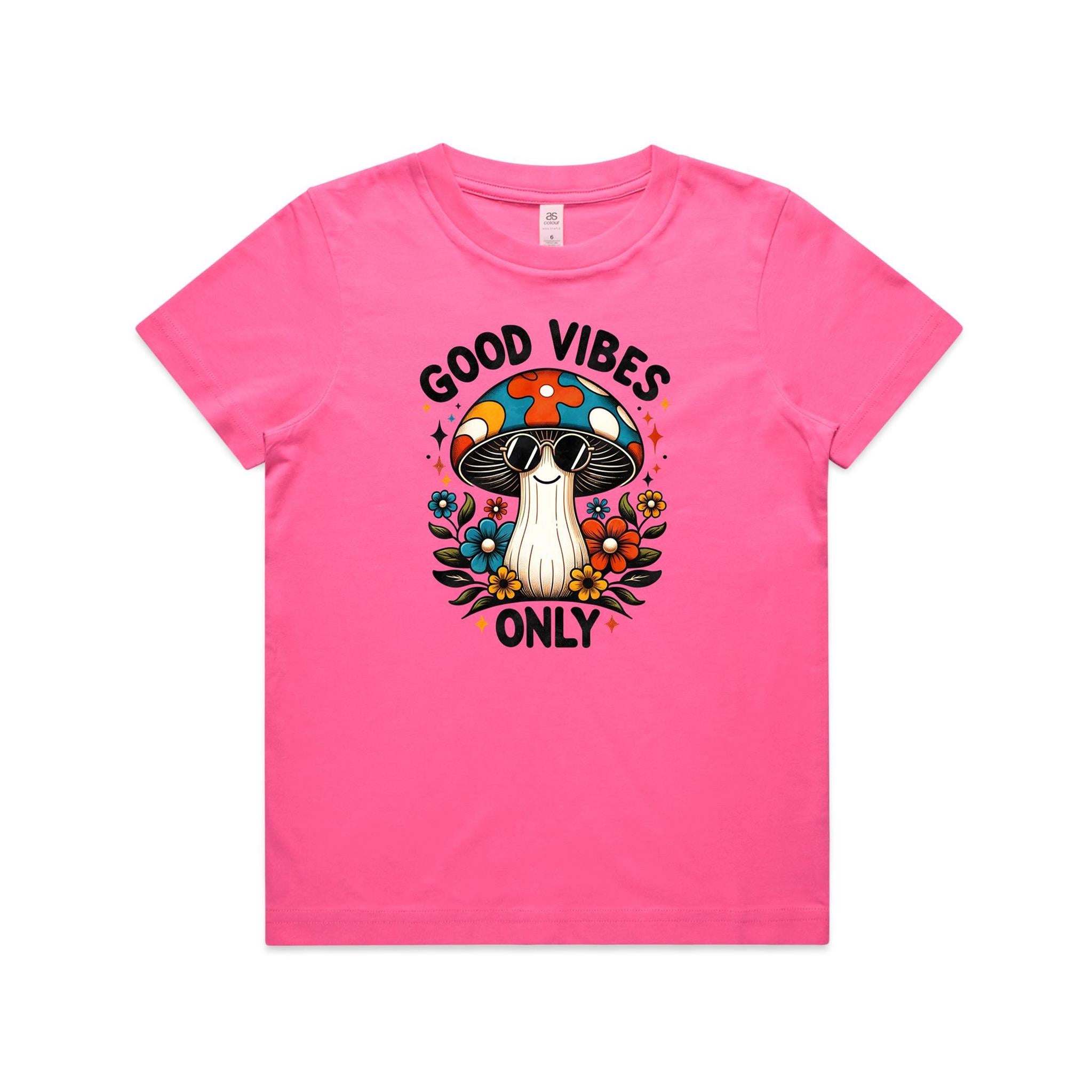Good Vibes Only, Hippie Mushroom With Sunglasses - Kids T-shirt