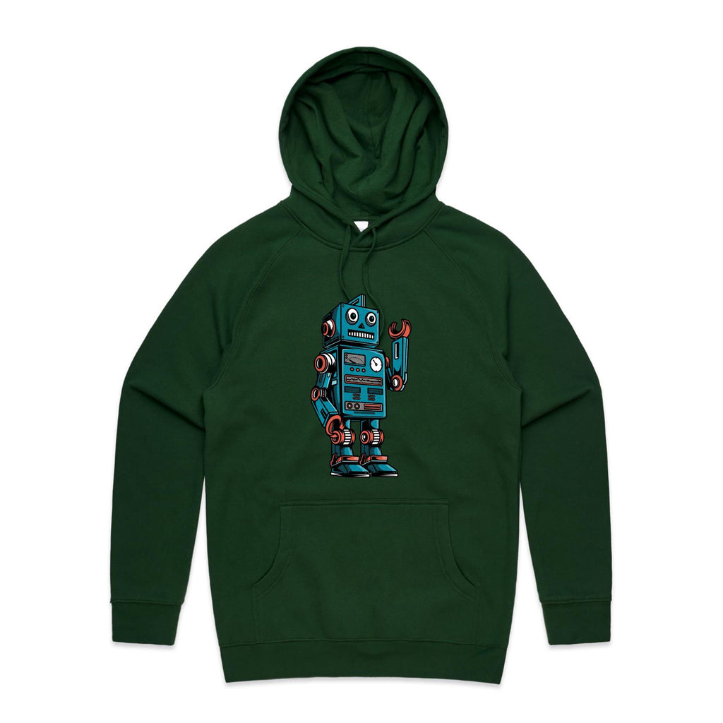 Robot - Mens Hoodie Forest Green Mens Hoodie Printed In Australia Sci Fi