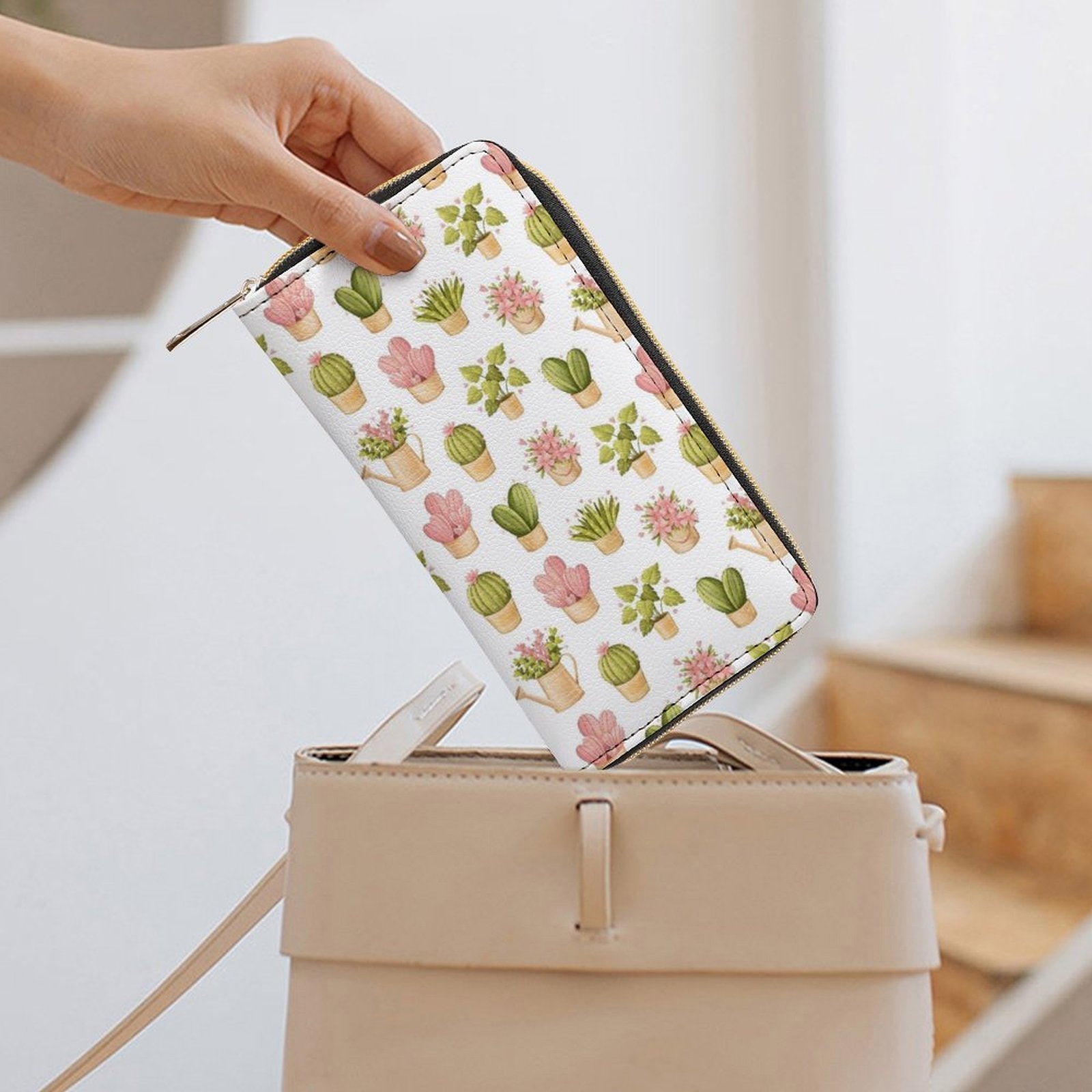 Cactus Pots And Flowers - PU Leather Wallet