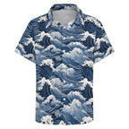 Japanese Waves Women's Short-Sleeve Button Up Shirt Women's Short-Sleeve Button Up Shirt Ocean Printed Offshore