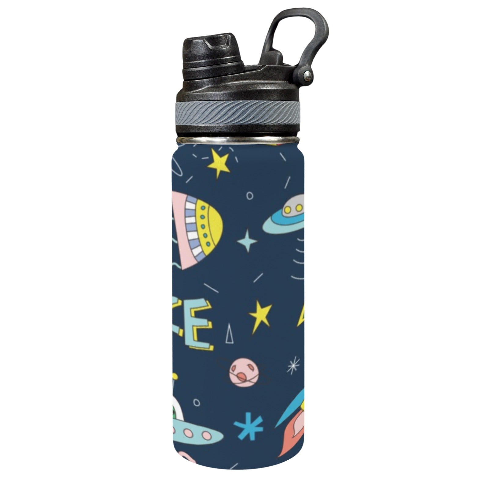 Alien Space - Insulated Water Bottle with Dual-Use Lid (18oz) One Size Insulated Water Bottle with Dual-Use Lid (18oz) Printed Offshore Sci Fi