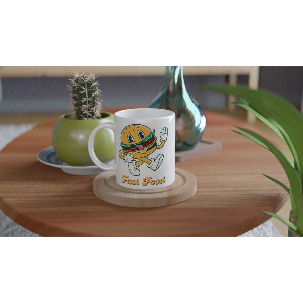 Fast Food White 11oz Ceramic Mug White 11oz Mug food Globally Fulfilled Retro