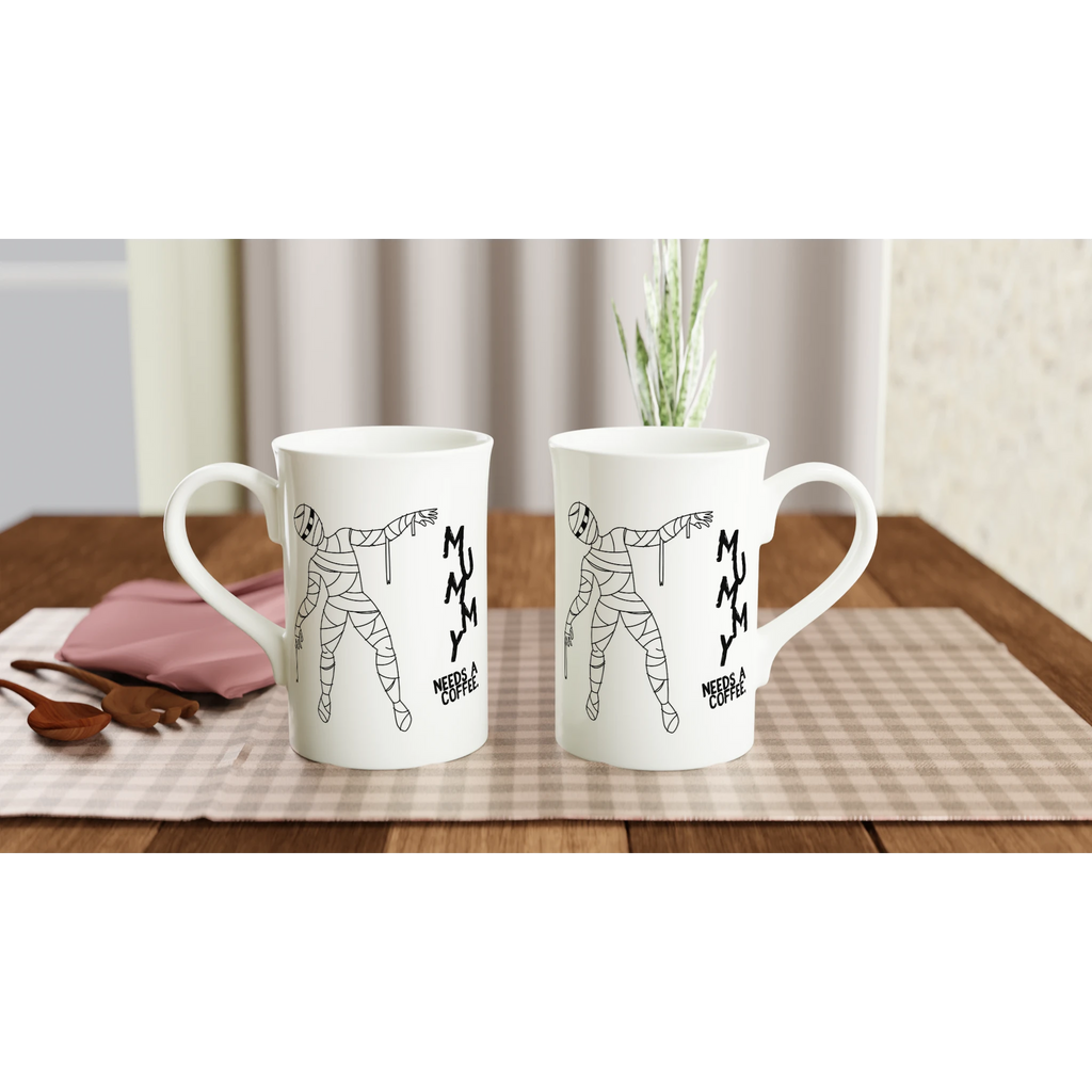 Personalised Mummy Needs A Coffee White 10oz Porcelain Slim Mug Personalised Porcelain Mug Globally Fulfilled Mum