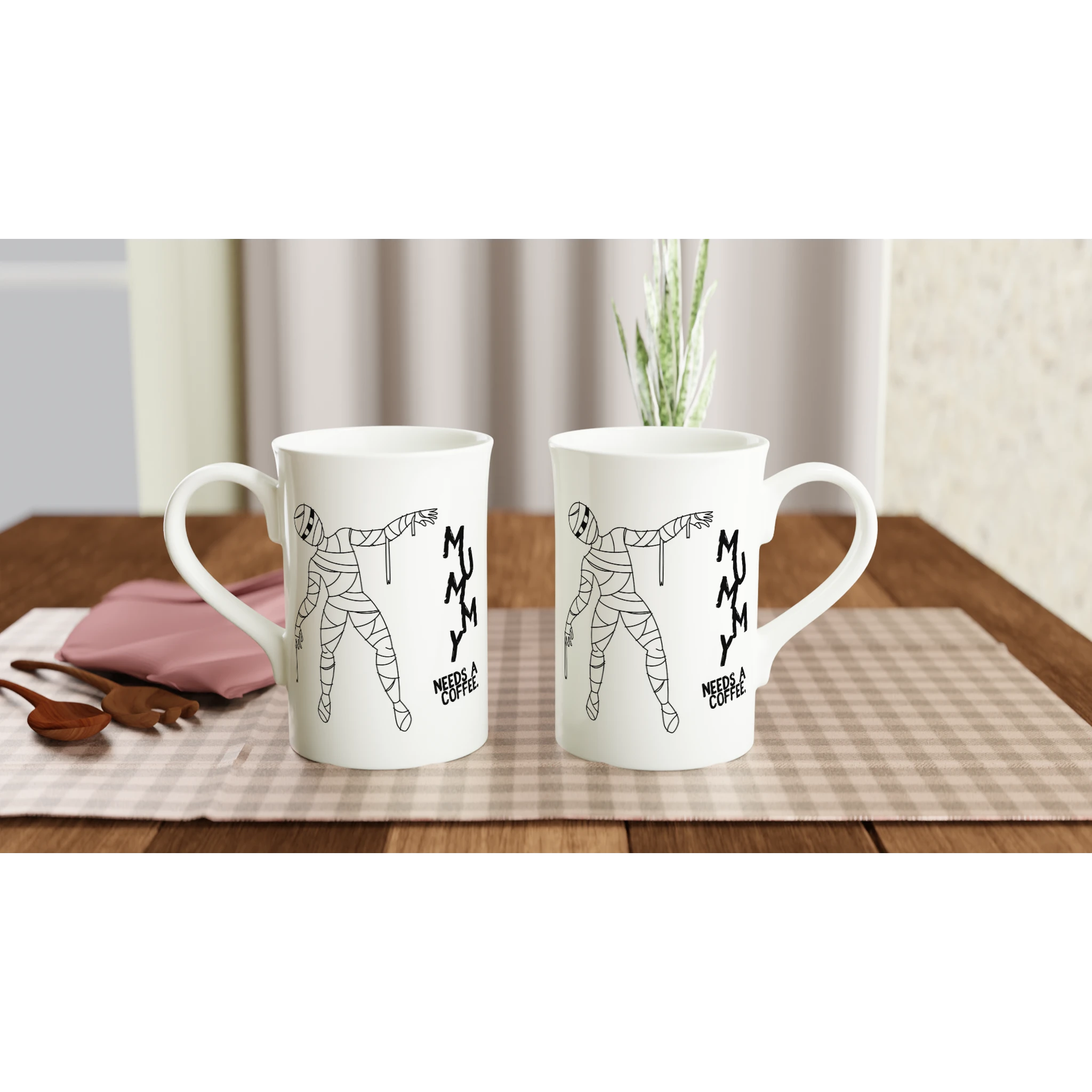 Personalised Mummy Needs A Coffee White 10oz Porcelain Slim Mug Personalised Porcelain Mug Globally Fulfilled Mum
