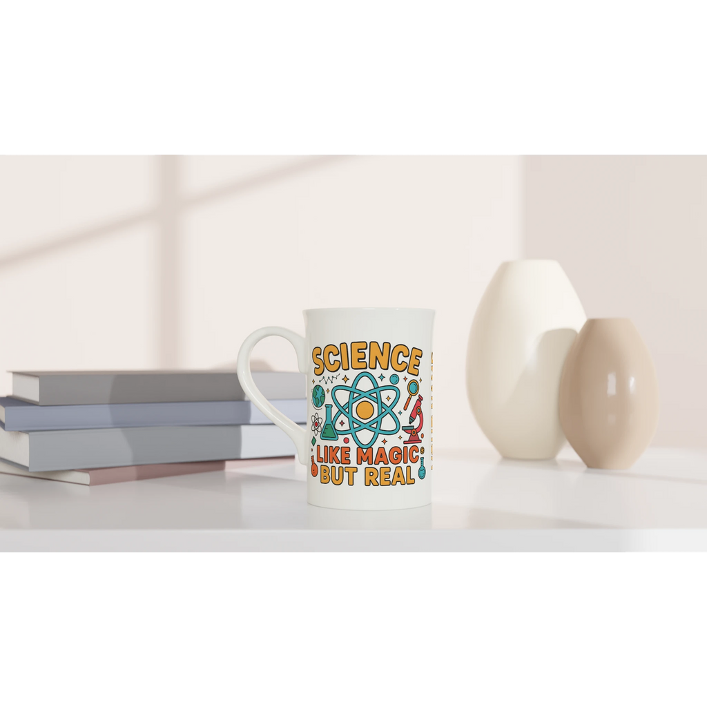 Personalised - Science, Like Magic But Real - White 10oz Porcelain Slim Mug Personalised Porcelain Mug Globally Fulfilled Science