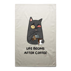 Life Begins After Coffee - AS Colour Tea Towel Cream One Size Tea Towel Coffee Printed In Australia