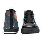 Rocket and Planets In Space - Kids High Top Canvas Shoes
