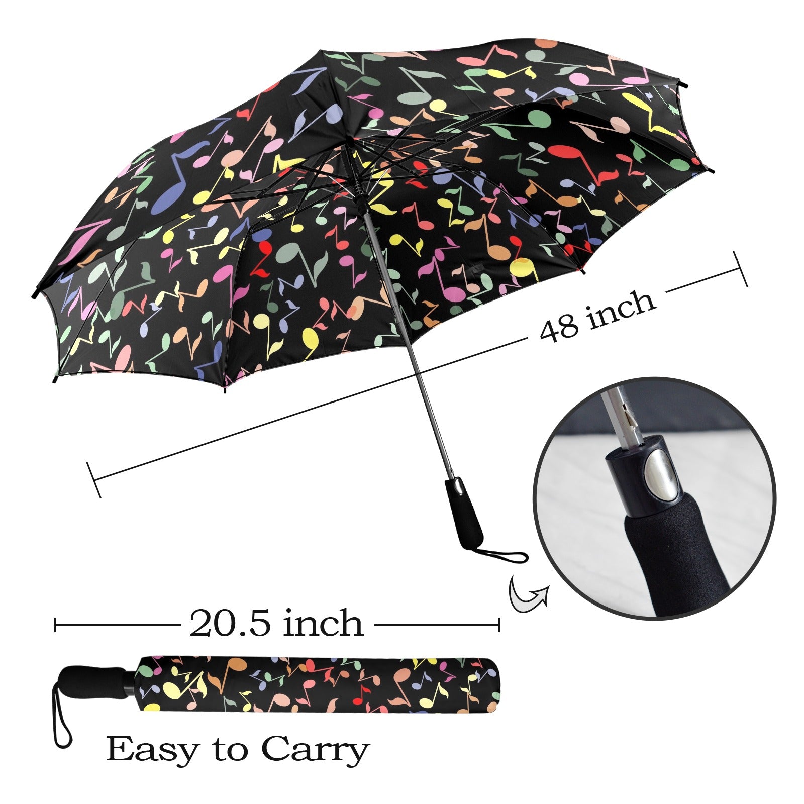 Quavers, Music Notes - Semi-Automatic Foldable Umbrella Semi-Automatic Foldable Umbrella Music Printed Offshore