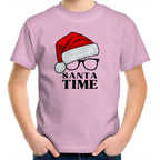 Santa Time - Kids Youth T-Shirt Pink Kids Christmas T-shirt Christmas Printed In Australia