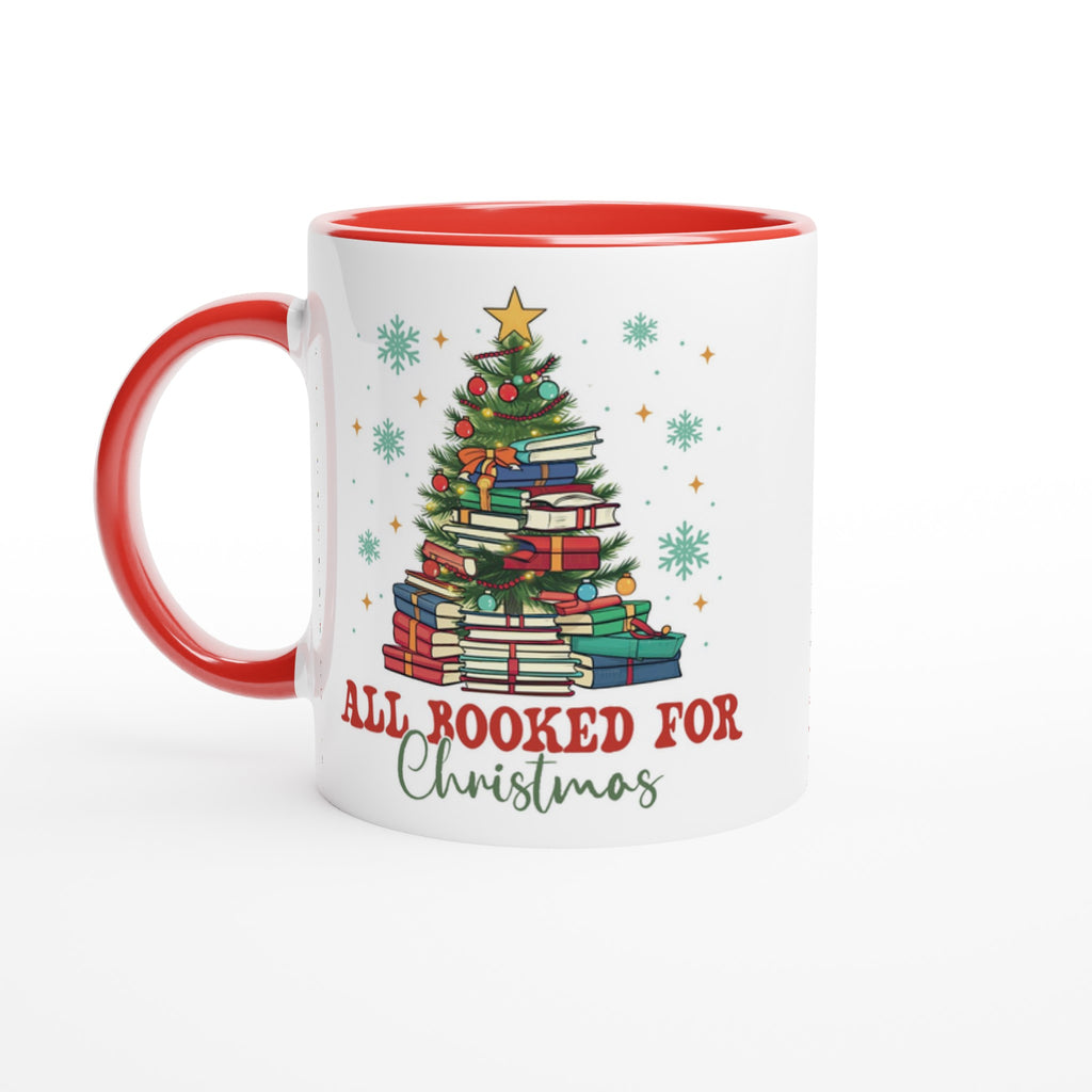 All Booked For Christmas White 11oz Ceramic Mug with Color Inside Ceramic Red Colour 11oz Mug