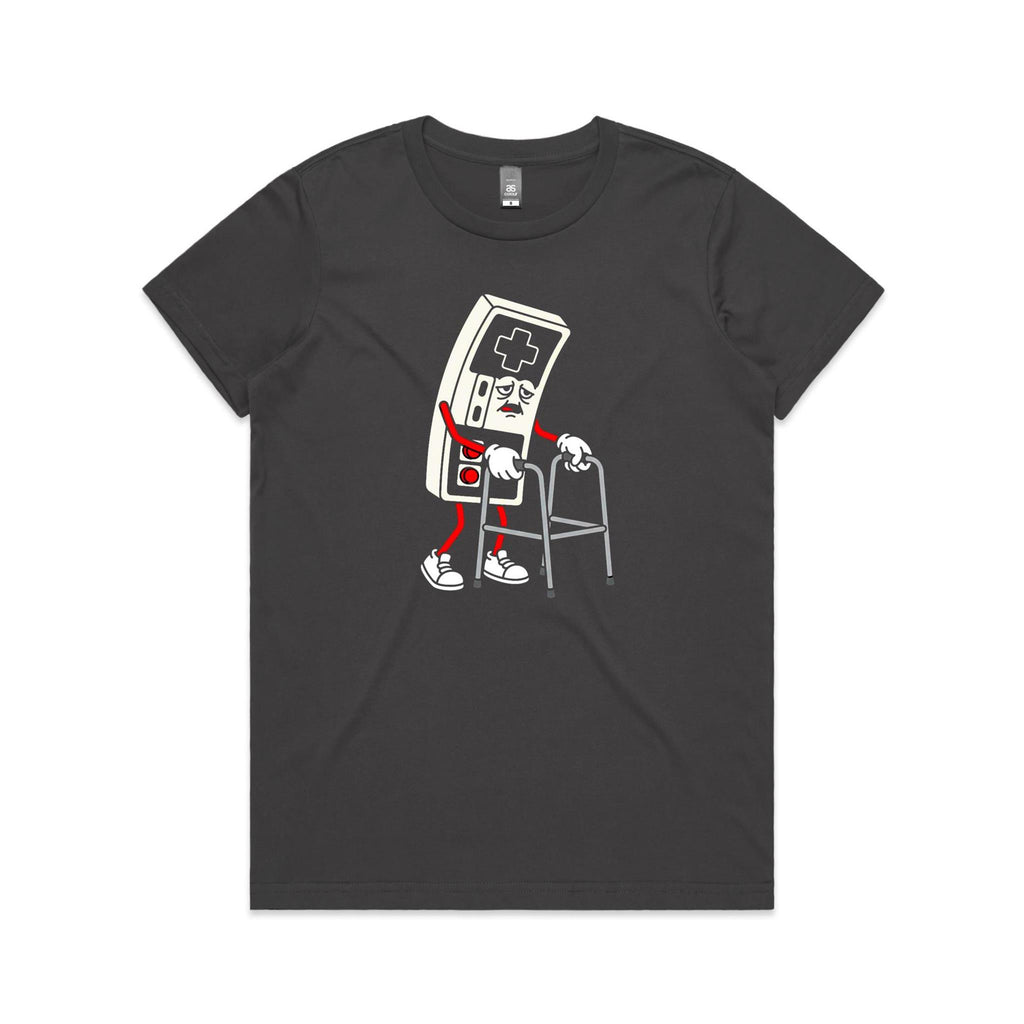 Retro Gamer Women's AS Colour T-shirt Charcoal Womens T-shirt Games Printed In Australia
