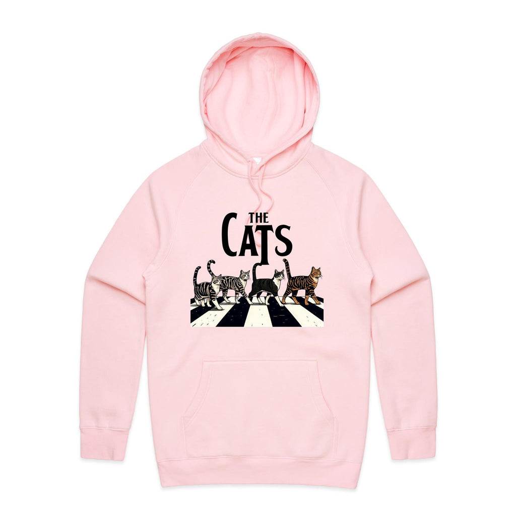 The Cats, Fab Four Crossing The Road - Mens Hoodie Pink Mens Hoodie animal Music Printed In Australia