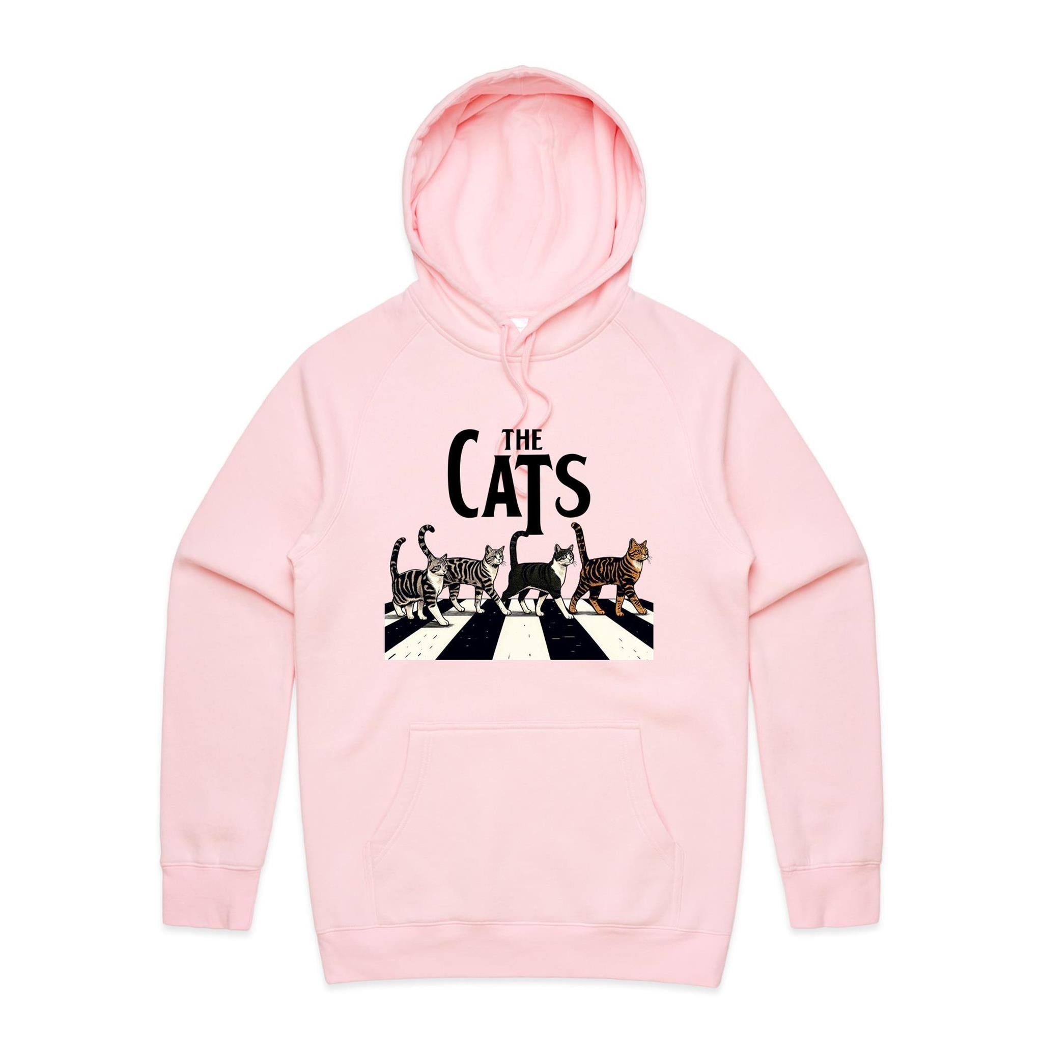 The Cats, Fab Four Crossing The Road - Mens Hoodie Pink Mens Hoodie animal Music Printed In Australia
