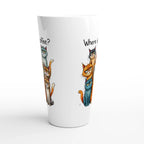 Where Is My Coffee, Cranky Cats - White Latte 17oz Ceramic Mug Latte Mug animal Coffee Globally Fulfilled