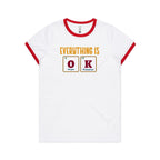 Everything Is OK, Periodic Table - Women's Ringer Tee White Red Womens Ringer T-shirt Printed In Australia Science