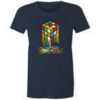 Melting Game Cube - Womens T-shirt Navy Womens T-shirt Games