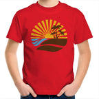 Retro Sunset - Kids Youth T-Shirt Red Kids Youth T-shirt Printed In Australia Retro Summer