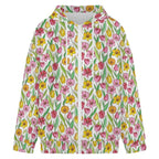 Pink And Yellow Floral Women's Full-Zip Hoodie