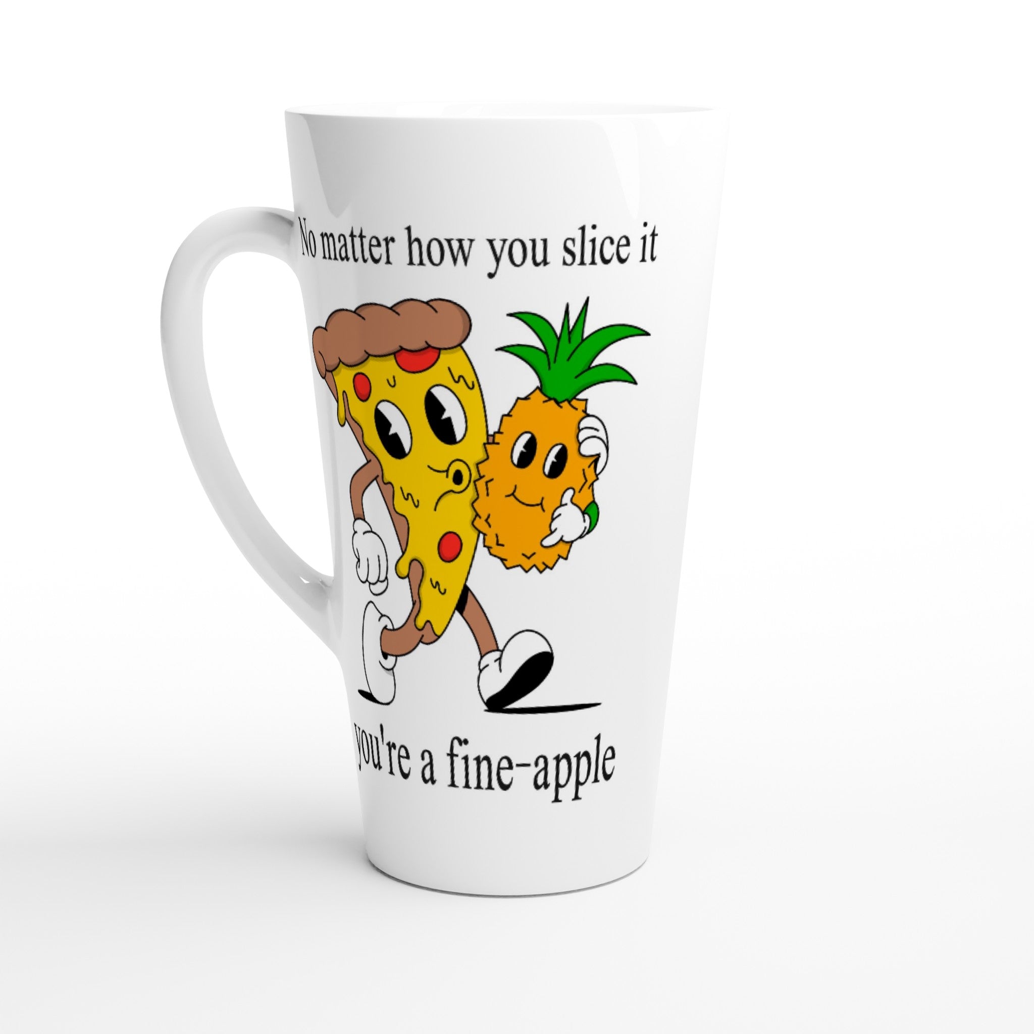 Pineapple Pizza, Fine-apple - White Latte 17oz Ceramic Mug Default Title Latte Mug food Globally Fulfilled