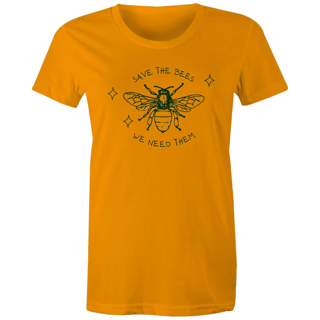 Save The Bees - Womens T-shirt Orange Womens T-shirt animal Printed In Australia
