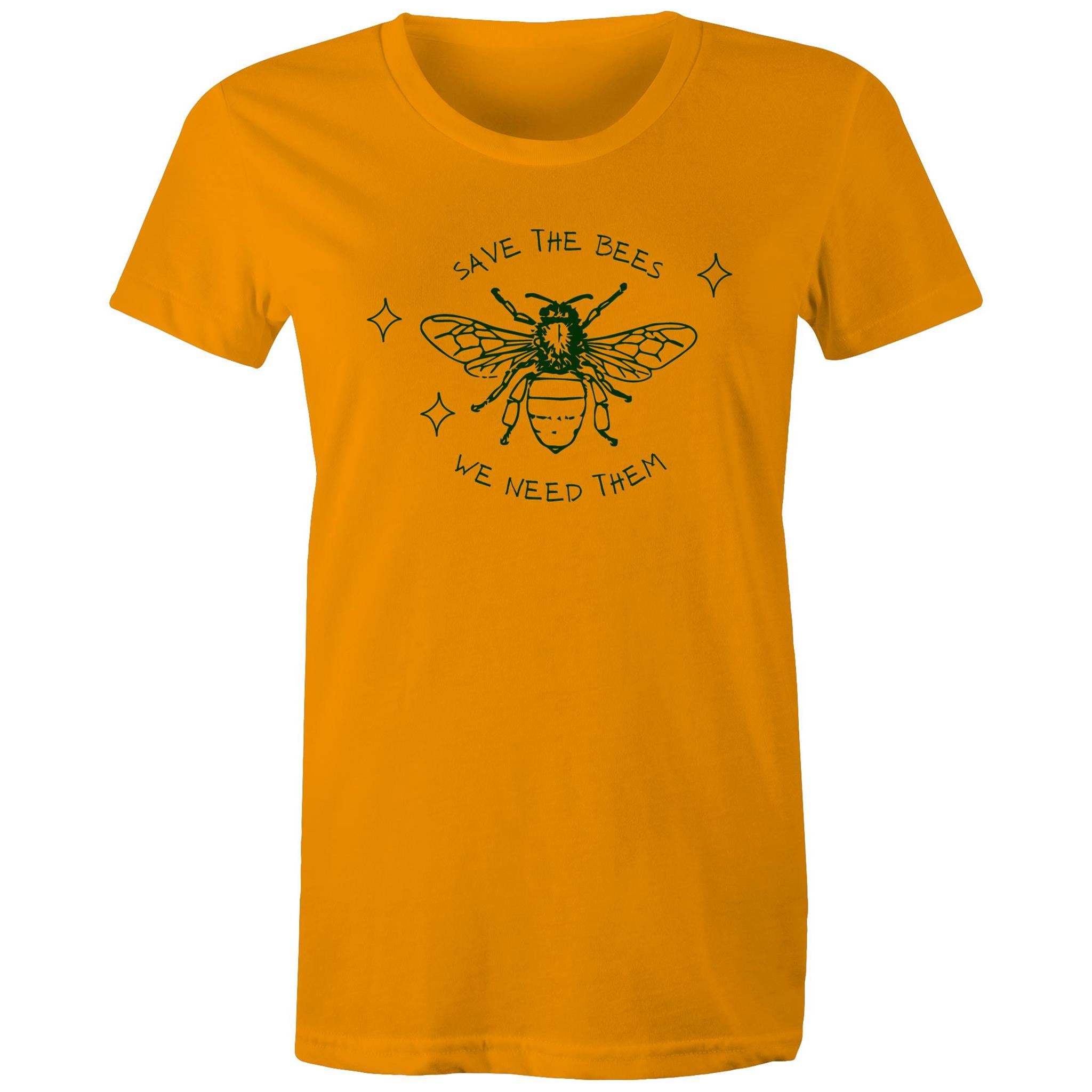 Save The Bees - Womens T-shirt Orange Womens T-shirt animal Printed In Australia