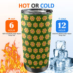 Yellow Flowers On Green 20oz Mobile Tumbler with Lid (Black Lock) 20oz Travel Mug Plants Printed Offshore