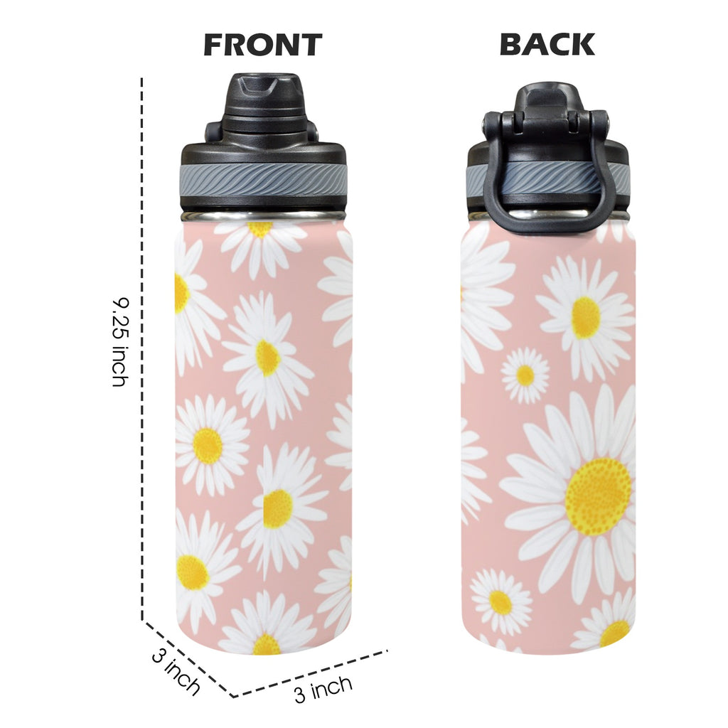Daisies - Insulated Water Bottle with Dual-Use Lid (18oz) Insulated Water Bottle with Dual-Use Lid (18oz) Plants Printed Offshore