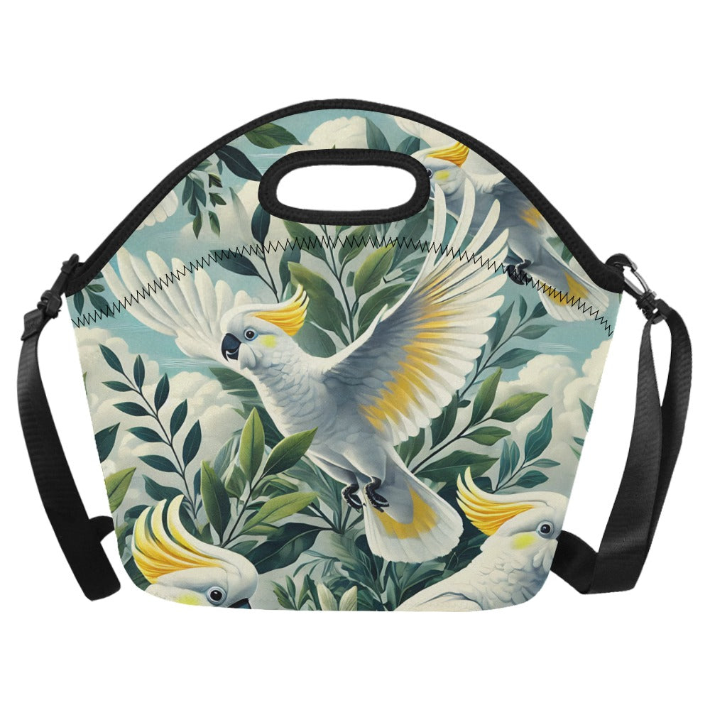 Cockatoo Neoprene Lunch Bag/Large (Model 1669) One Size Neoprene Lunch Bag animal Printed Offshore