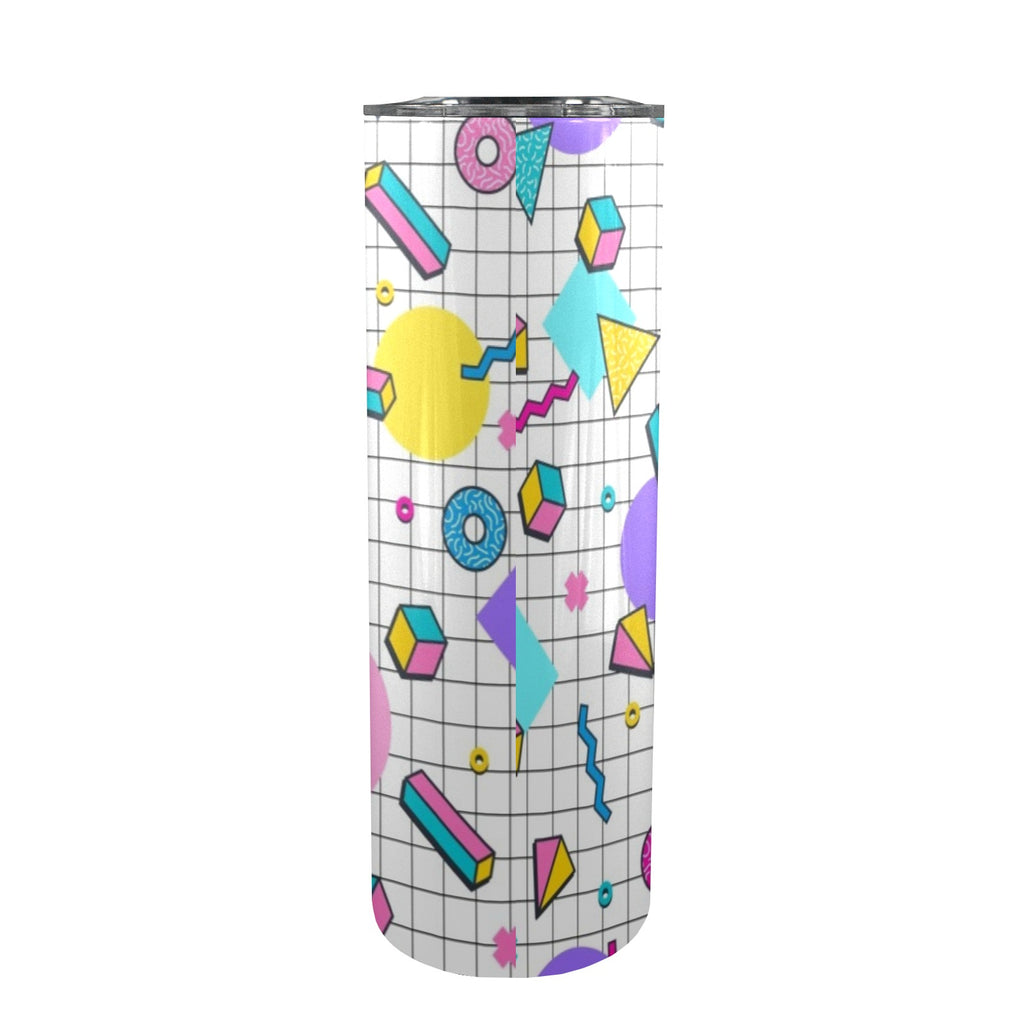 80's Grid - 20oz Tall Skinny Tumbler with Lid and Straw
