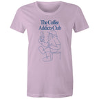 The Coffee Addicts Club - Womens T-shirt Lavender Womens T-shirt Coffee Printed In Australia