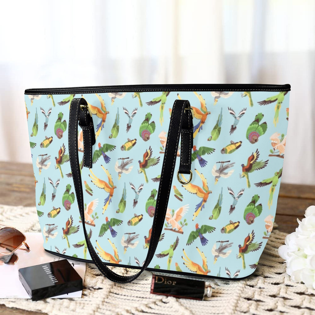Parrots PU Leather Tote Bag Large Leather Tote Bag-Large animal Printed Offshore