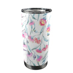 Pink Eucalyptus Flowers - 20oz Mobile Tumbler with Lid (Black Lock) One Size 20oz Travel Mug Plants Printed Offshore